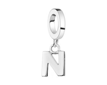 Zawieszka srebrna na bransoletę beads - litera N