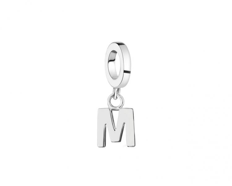 Zawieszka srebrna na bransoletę beads - litera M