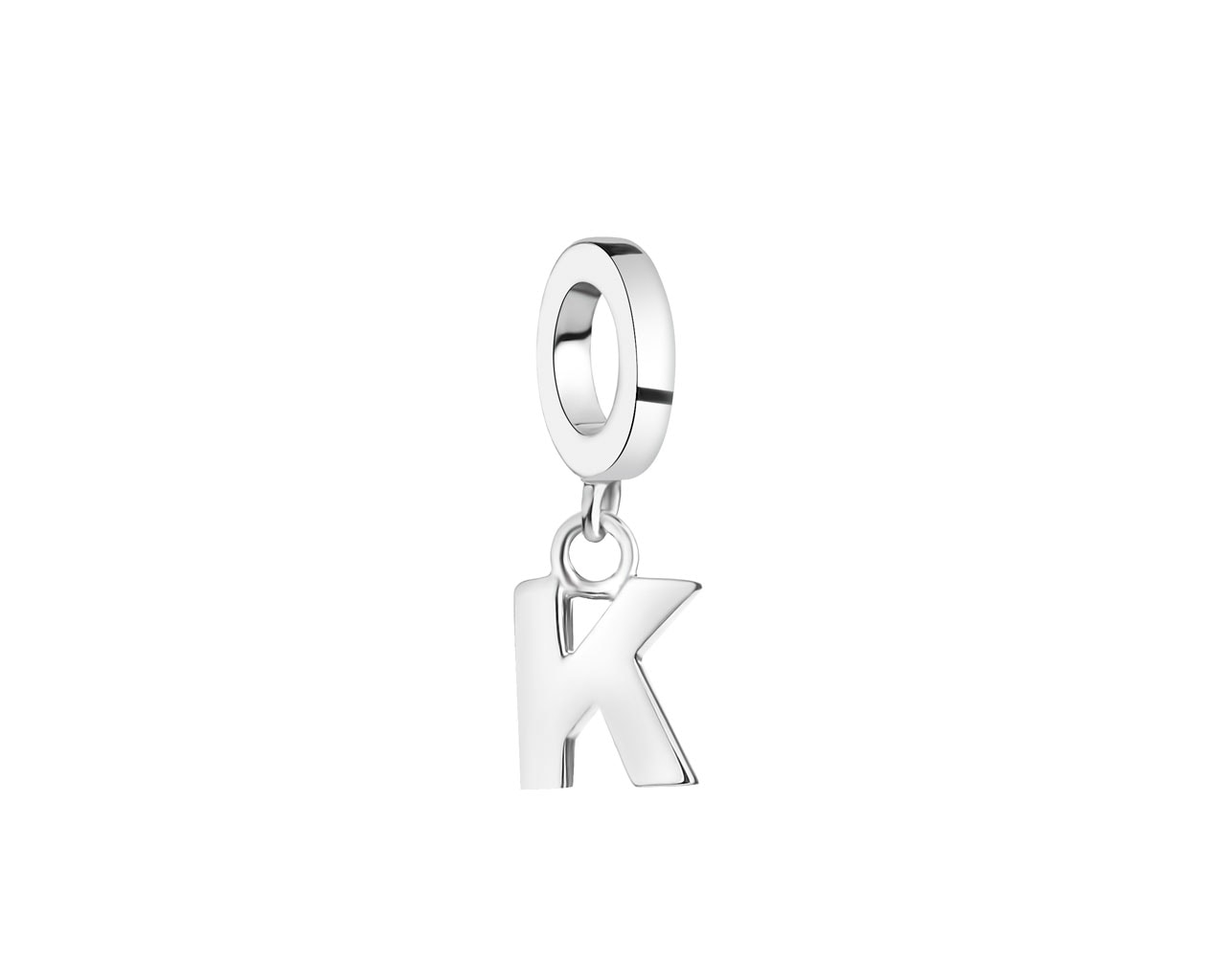 Zawieszka srebrna na bransoletę beads - litera K