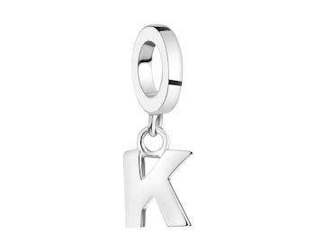 Zawieszka srebrna na bransoletę beads - litera K