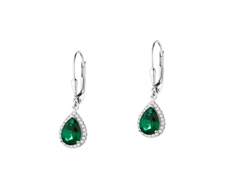 Rhodium-Plated Brass Earrings with Cubic Zirconia