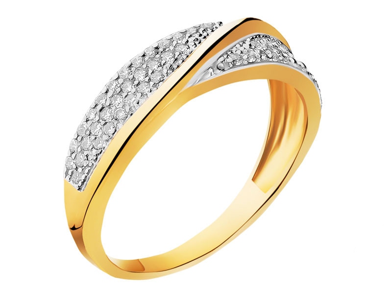 14ct Rhodium-Plated Yellow Gold Ring with Cubic Zirconia
