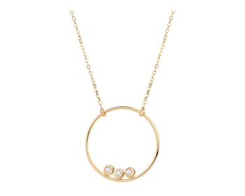 Zlatý náhrdelník s kroužkem a zirkony