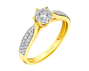14ct Yellow Gold, White Gold Ring with Diamonds 0,25 ct - fineness 14 K