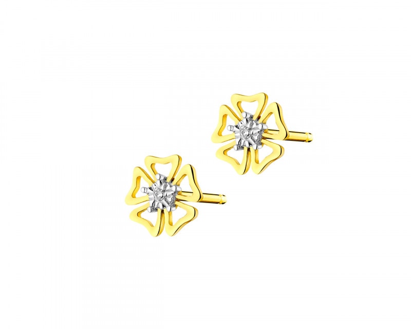9ct Yellow Gold Earrings with Diamonds 0,006 ct - fineness 9 K