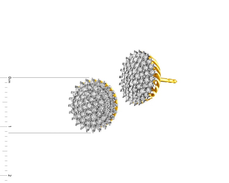 14ct Yellow Gold Earrings with Diamonds 0,73 ct - fineness 14 K