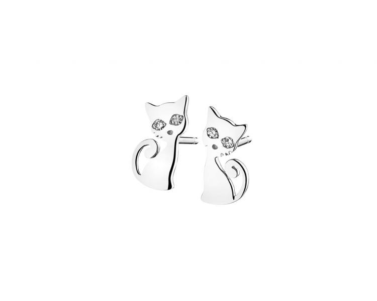 9ct White Gold Earrings with Diamonds 0,008 ct - fineness 9 K