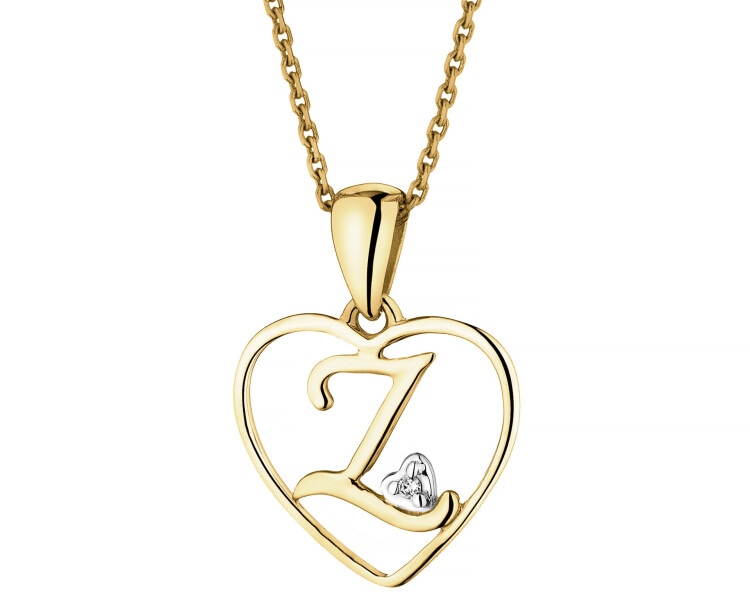 9ct Yellow Gold Pendant with Diamond - 0,005 ct - fineness 9 K