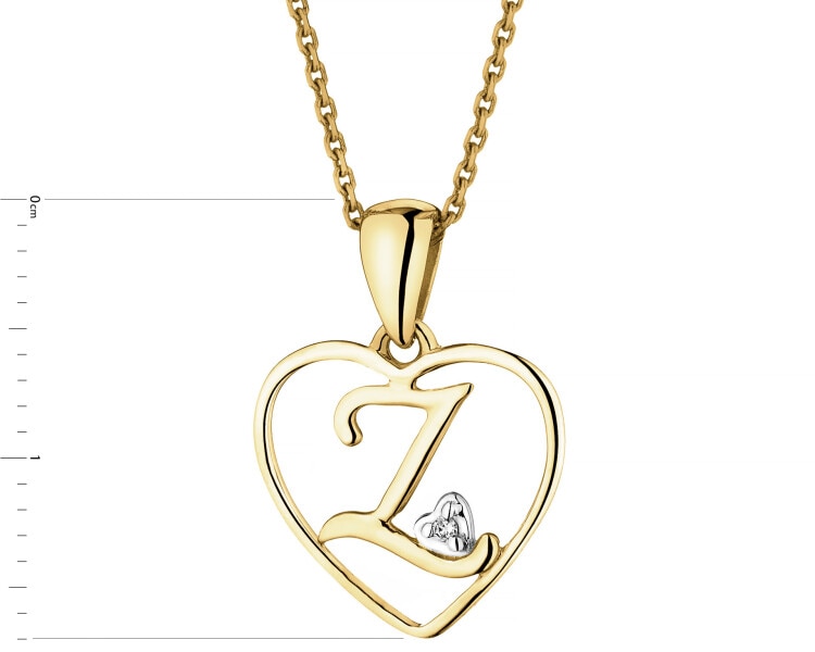 9ct Yellow Gold Pendant with Diamond - 0,005 ct - fineness 9 K