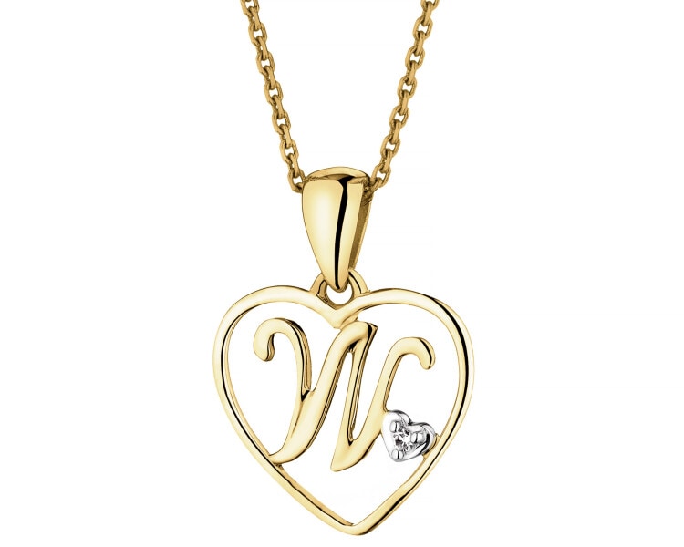 9ct Yellow Gold Pendant with Diamond - 0,005 ct - fineness 9 K