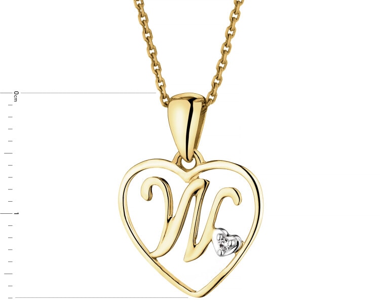 9ct Yellow Gold Pendant with Diamond - 0,005 ct - fineness 9 K