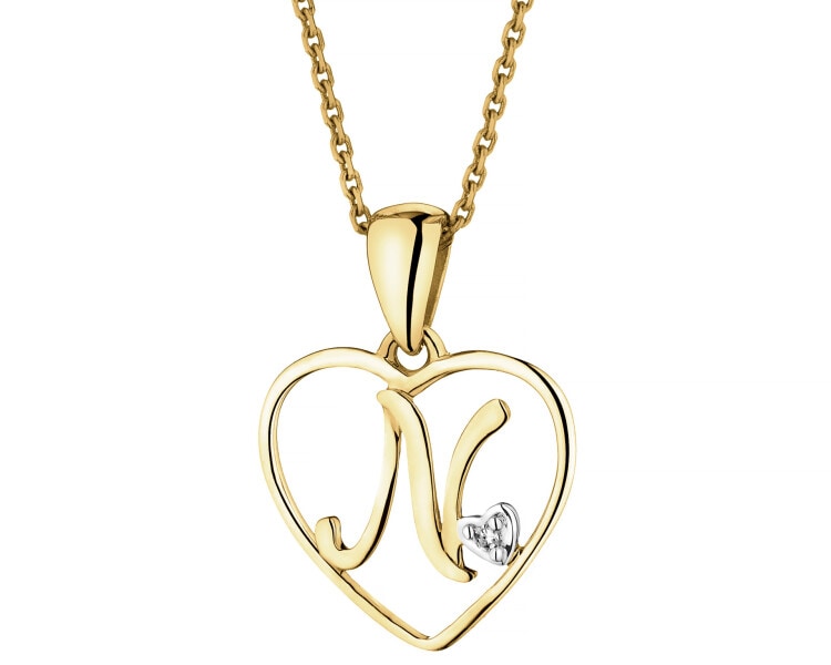 9ct Yellow Gold Pendant with Diamond - 0,005 ct - fineness 9 K