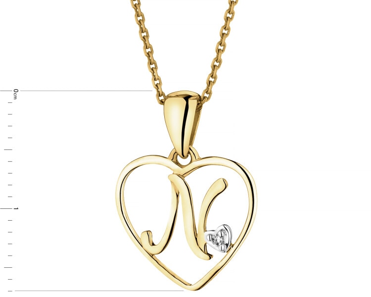 9ct Yellow Gold Pendant with Diamond - 0,005 ct - fineness 9 K