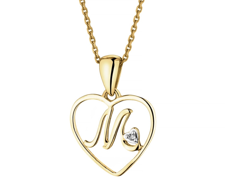 9ct Yellow Gold Pendant with Diamond - 0,005 ct - fineness 9 K