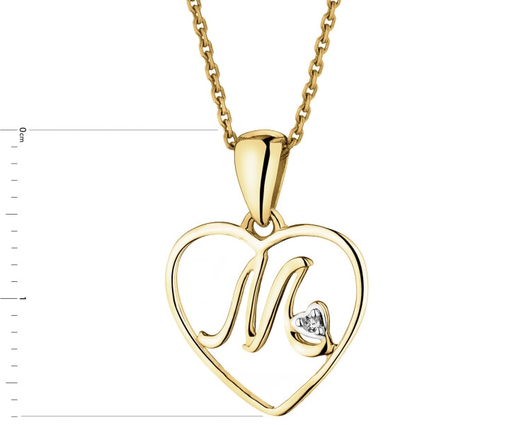 9ct Yellow Gold Pendant with Diamond - 0,005 ct - fineness 9 K