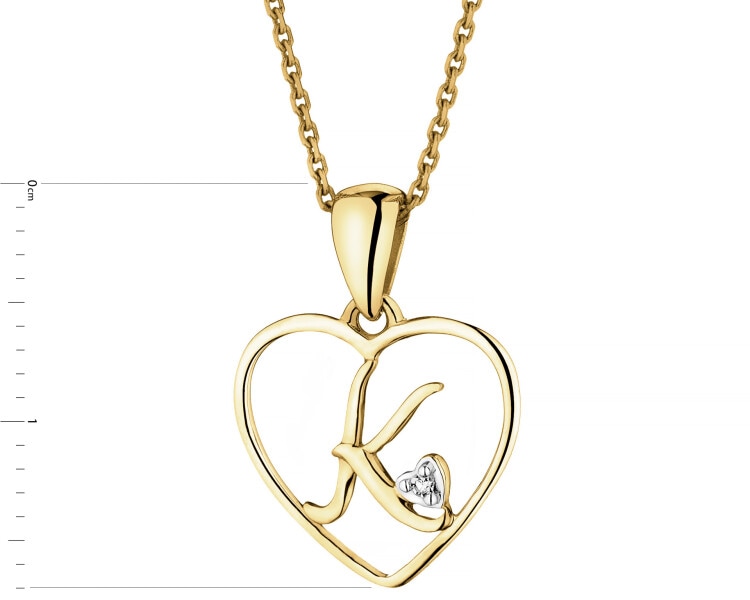 9ct Yellow Gold Pendant with Diamond - 0,005 ct - fineness 9 K