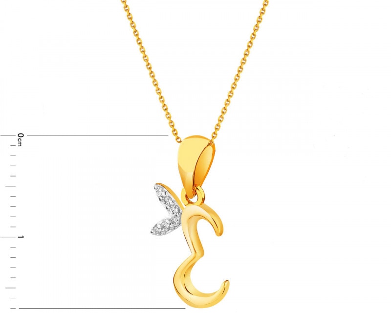 8ct Rhodium-Plated Yellow Gold Pendant with Cubic Zirconia