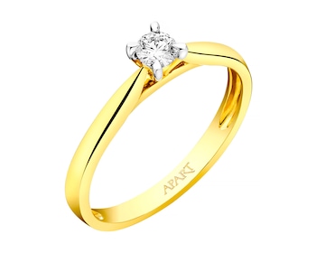14ct Yellow Gold Ring with Diamond 0,10 ct - fineness 14 K