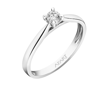 14ct White Gold Ring with Diamond 0,10 ct - fineness 14 K