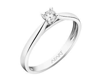 14ct White Gold Ring with Diamond 0,08 ct - fineness 14 K