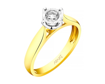 14ct Yellow Gold, White Gold Ring with Diamond 0,15 ct - fineness 585