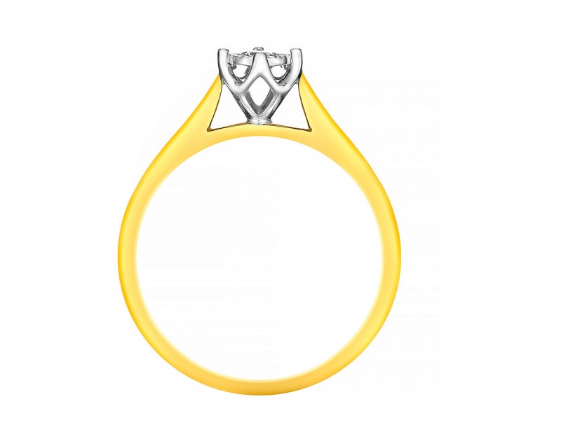 Prsten  ze žlutého a bílého zlata s briliantem 0,08 ct - ryzost 585