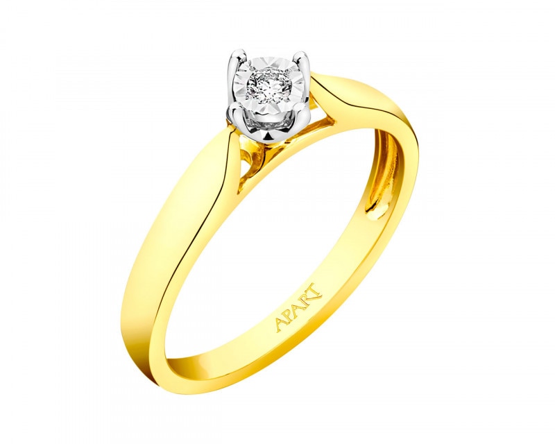 14ct Yellow Gold, White Gold Ring with Diamond 0,03 ct - fineness 585