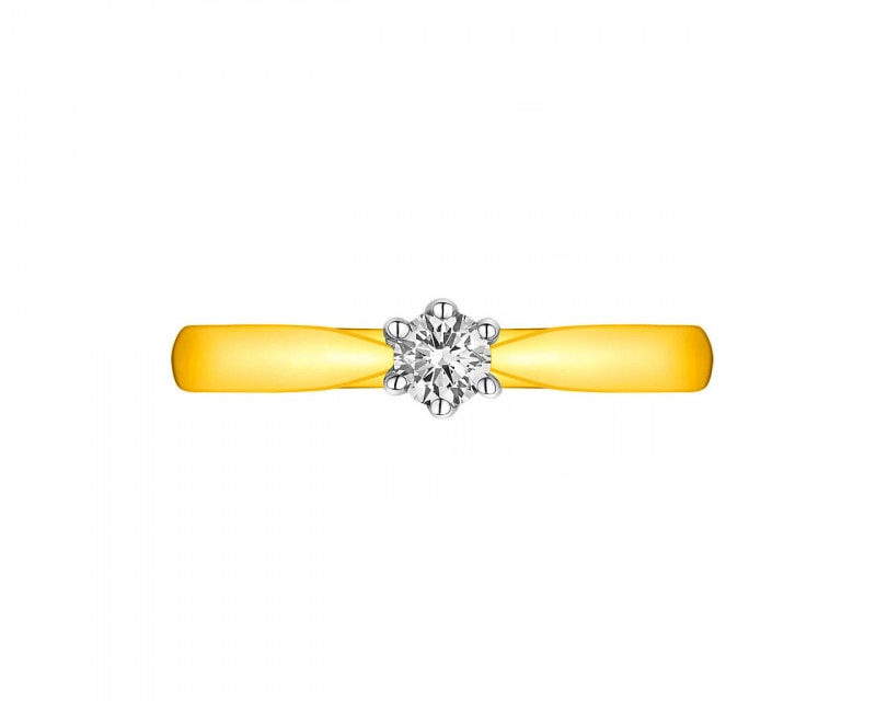 Prsten ze žlutého zlata s briliantem 0,15 ct - ryzost 585
