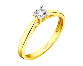 14ct Yellow Gold Ring with Diamond 0,15 ct - fineness 14 K