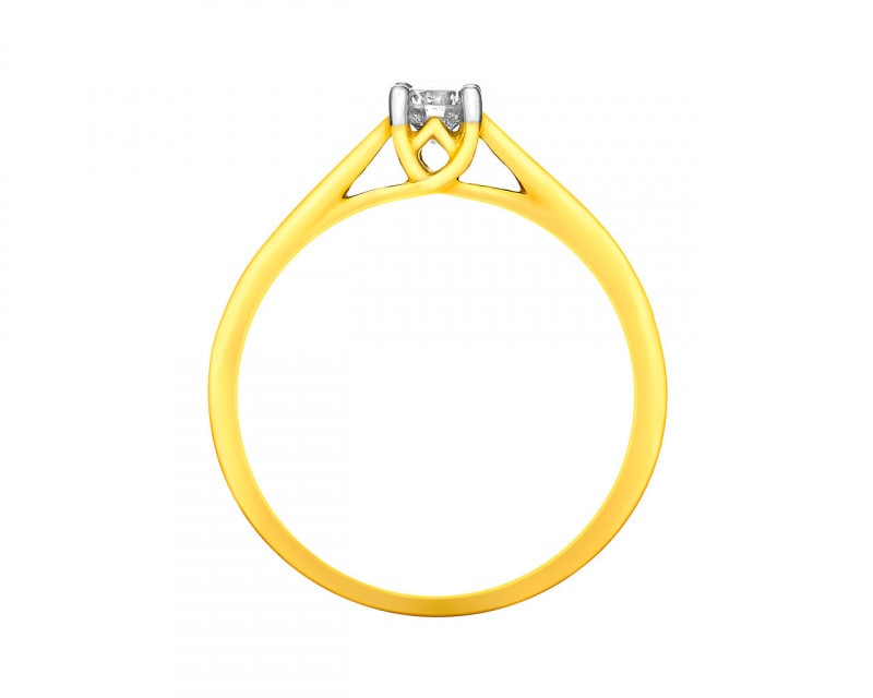 14ct Yellow Gold Ring with Diamond 0,15 ct - fineness 14 K