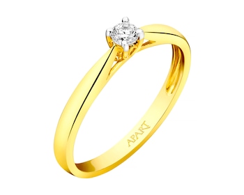 14ct Yellow Gold Ring with Diamond 0,08 ct - fineness 14 K