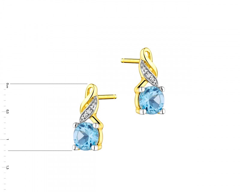 9ct Yellow Gold Earrings with Diamonds - fineness 14 K