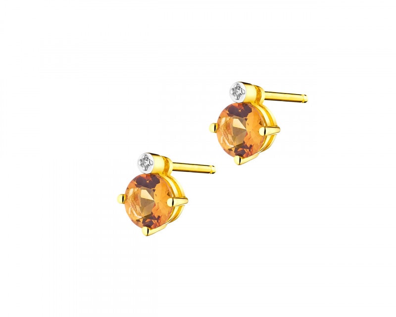9ct Yellow Gold Earrings with Diamonds - fineness 9 K