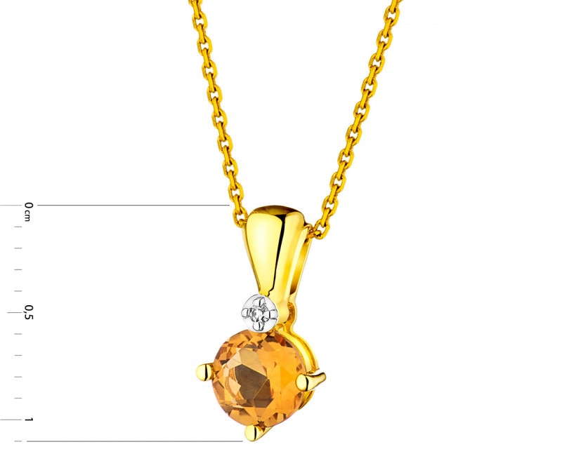 9ct Yellow Gold Pendant with Diamond - fineness 9 K