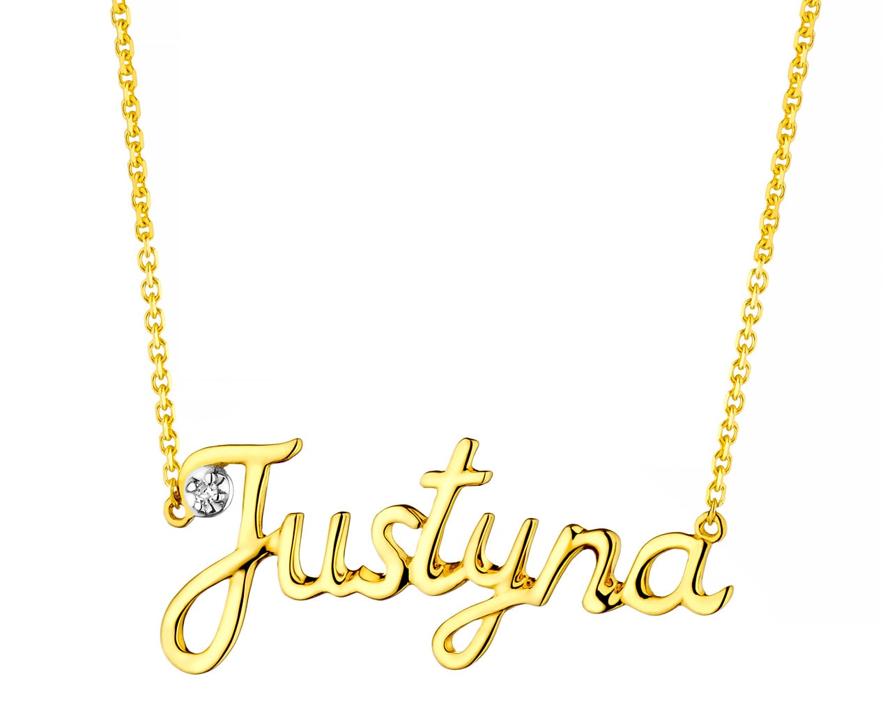 Naszyjnik z żółtego złota z diamentem - Justyna 0,005 ct - próba 375