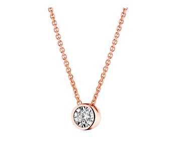 9ct Pink Gold, White Gold Necklace with Diamond 0,05 ct - fineness 9 K
