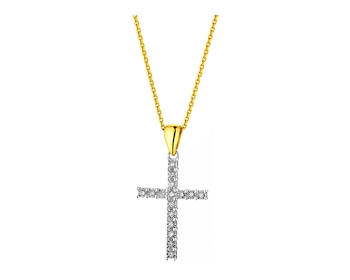 9ct White Gold, Yellow Gold Pendant with Diamonds 0,04 ct - fineness 9 K