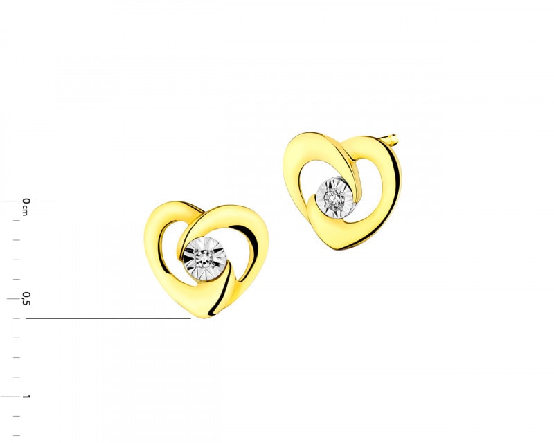 9ct Yellow Gold, White Gold Earrings with Diamonds 0,006 ct - fineness 375