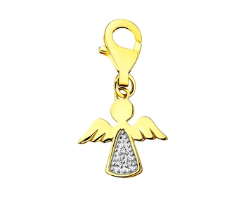 Zawieszka charms z żółtego złota z diamentami - aniołek 0,01 ct - próba 375