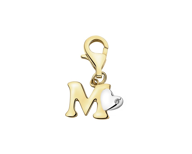 9ct Yellow Gold Pendant with Diamond - 0,004 ct - fineness 9 K