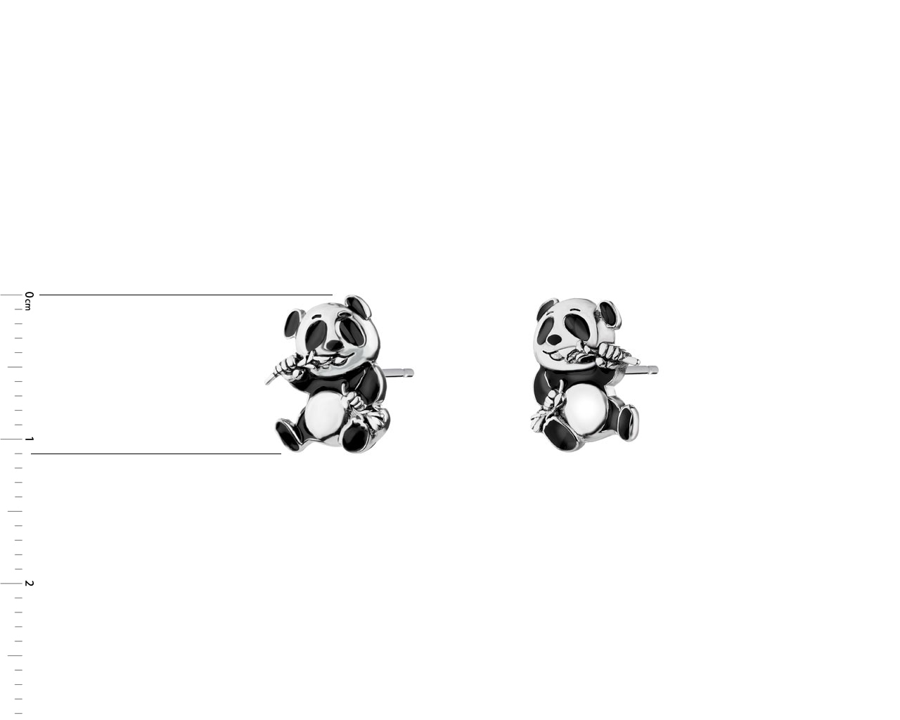 Kolczyki srebrne z emalią - panda