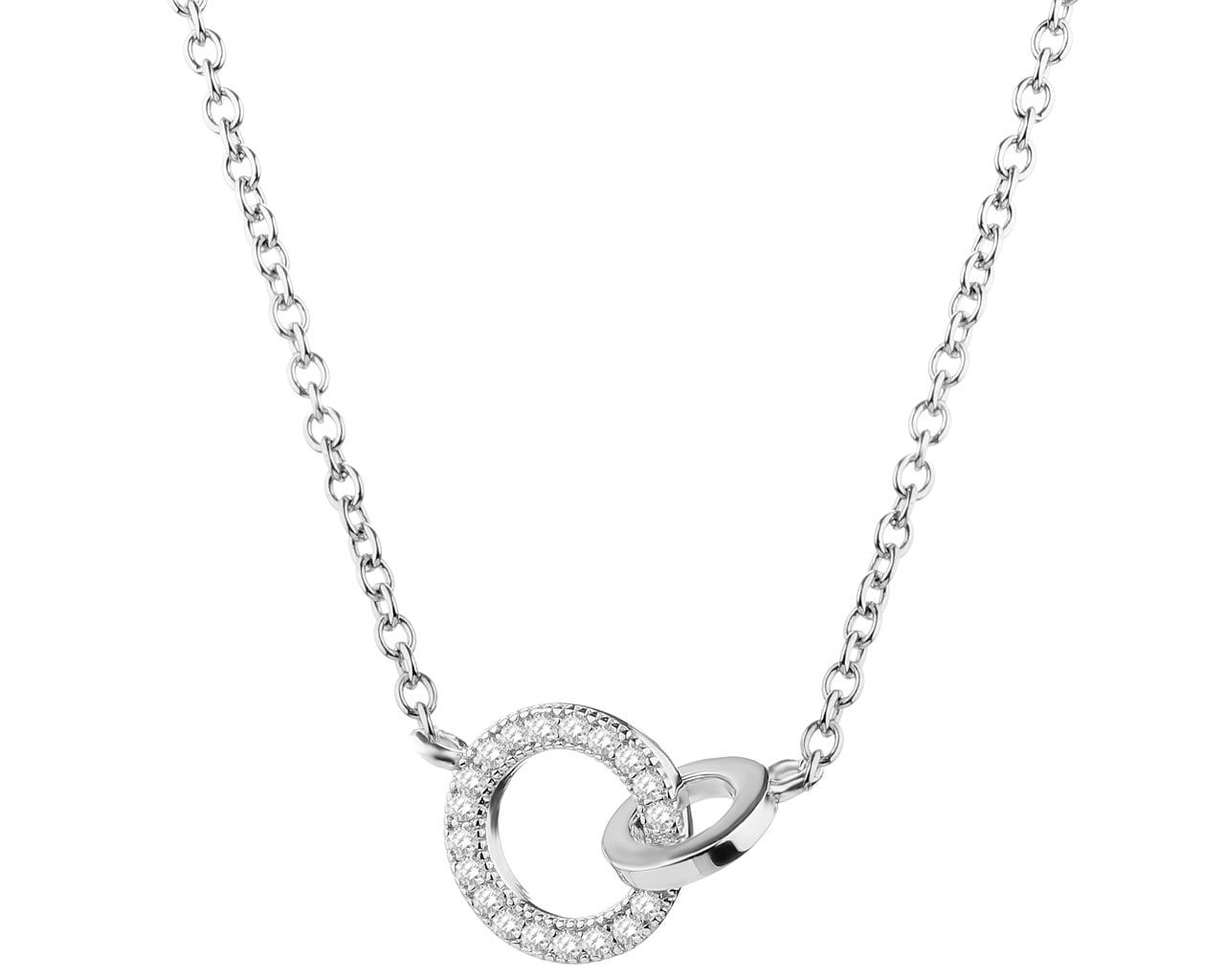 Rhodium Plated Silver Necklace with Cubic Zirconia.