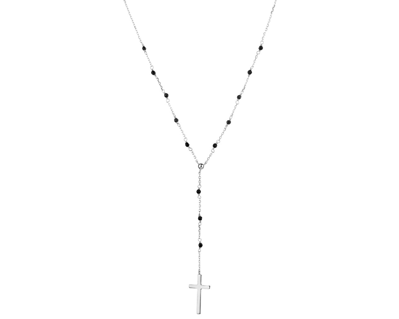 Naszyjnik srebrny z agatami - krzyż