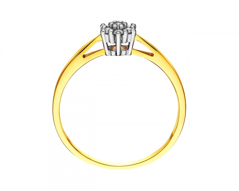 Yellow gold ring with brilliants 0,09 ct - fineness 14 K