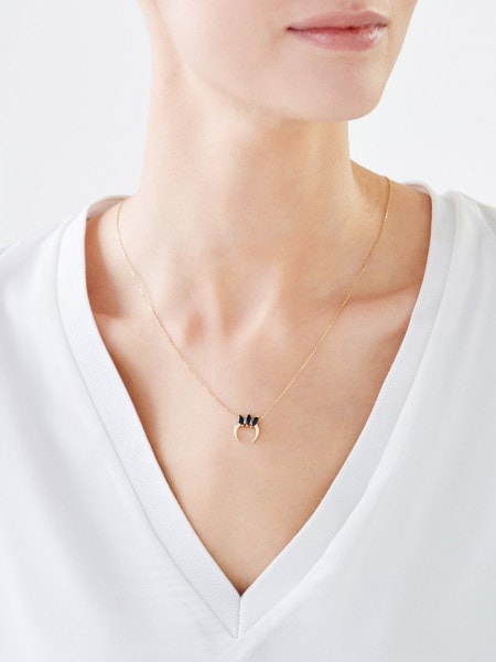 Złoty naszyjnik z cyrkoniami - Księżyc