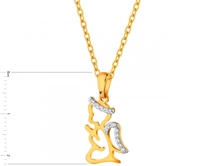 14ct Rhodium-Plated Yellow Gold Pendant with Cubic Zirconia