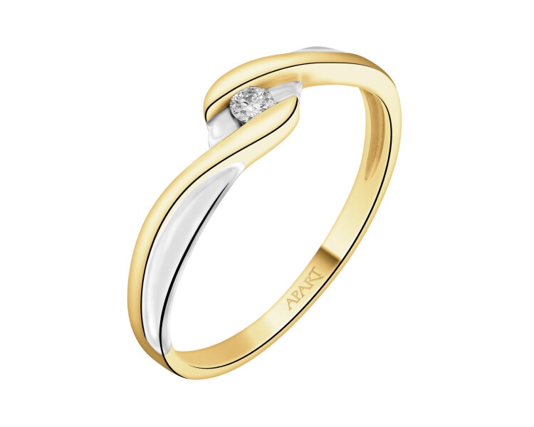 Prsten ze žlutého zlata s briliantem - 0,04 ct - ryzost 585