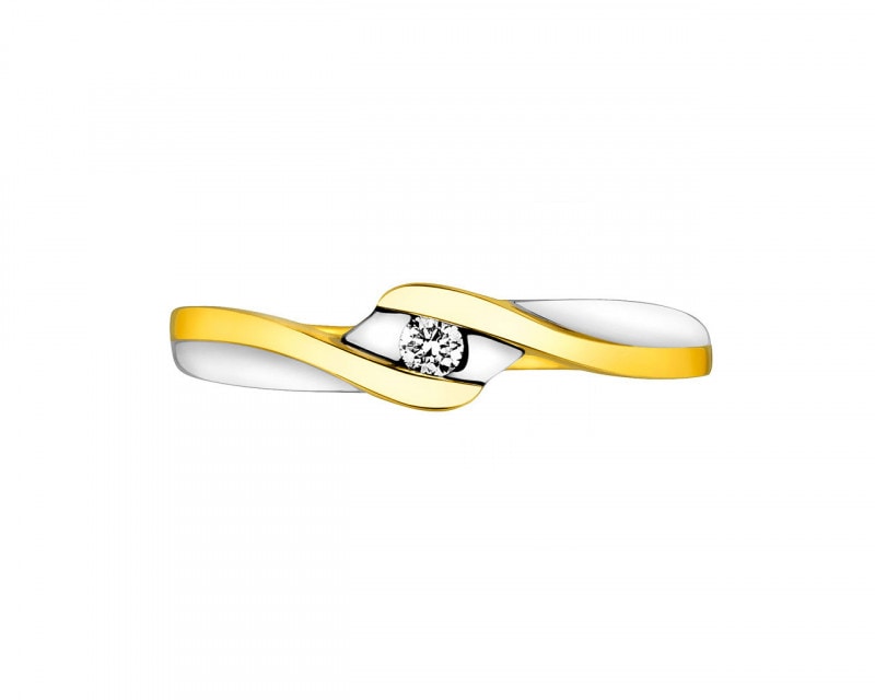 Yellow gold ring with brilliant 0,04 ct - fineness 14 K
