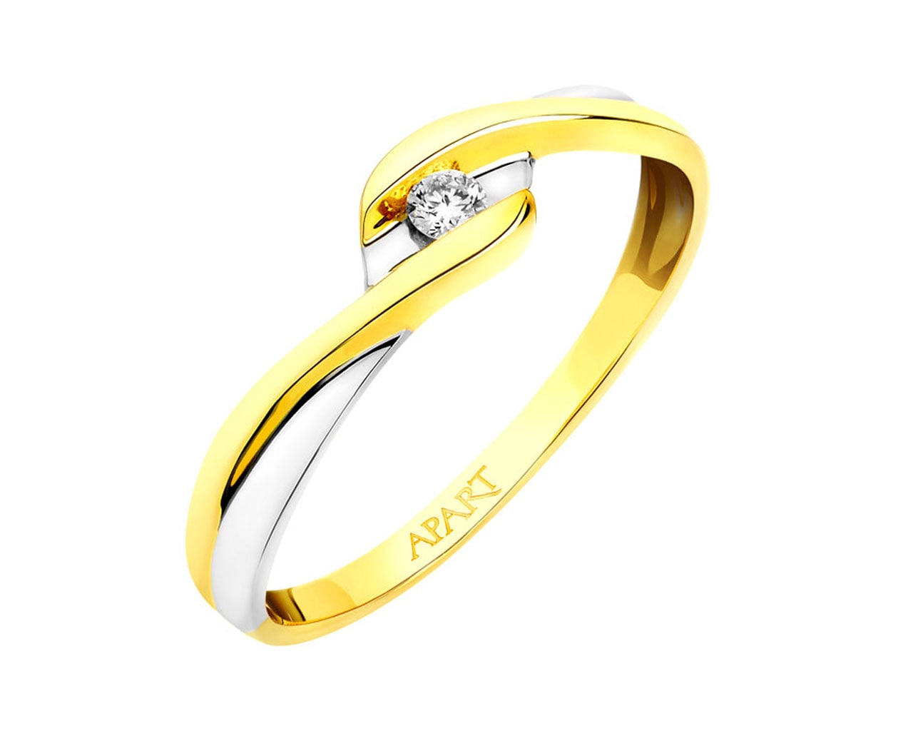 Prsten ze žlutého zlata s briliantem 0,04 ct - ryzost 585