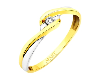 Yellow gold ring with brilliant 0,04 ct - fineness 14 K